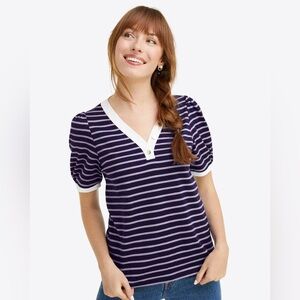 Draper James V-Neck Puff Sleeve T-Shirt